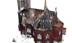 Červený kostel Olomouc 3D pohled na sken včetně nakreslené konstrukce
